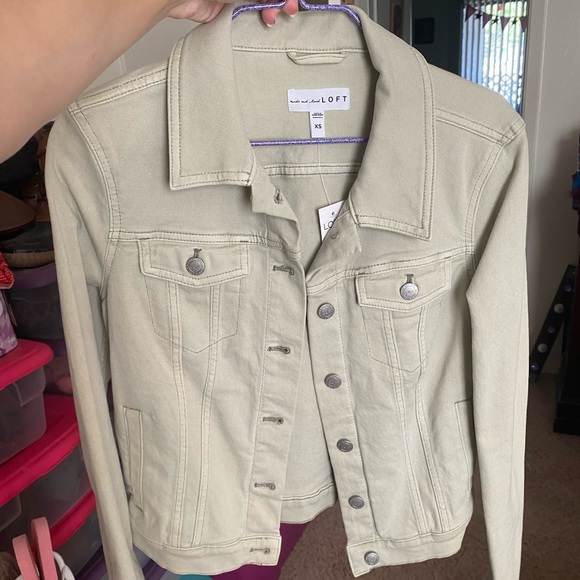 NWT LOFT Sage green denim jacket - Picture 3 of 4